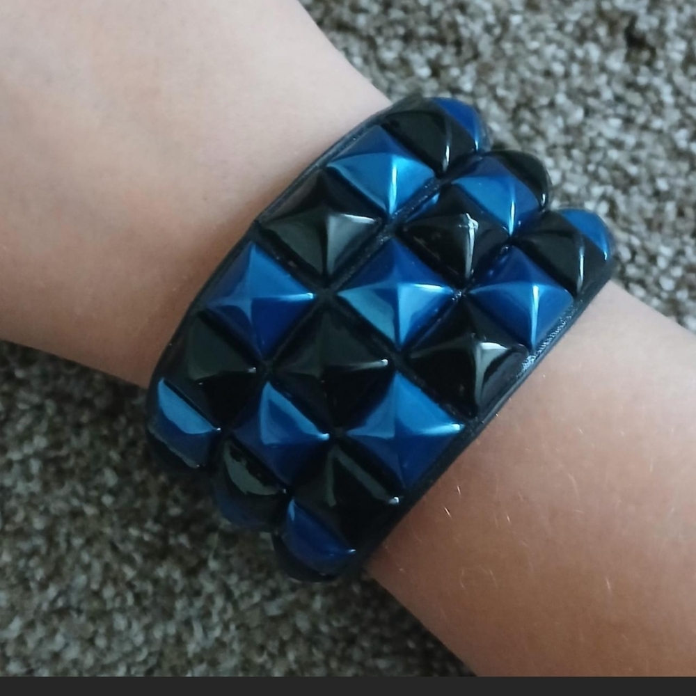 Blue and black studded bracelet